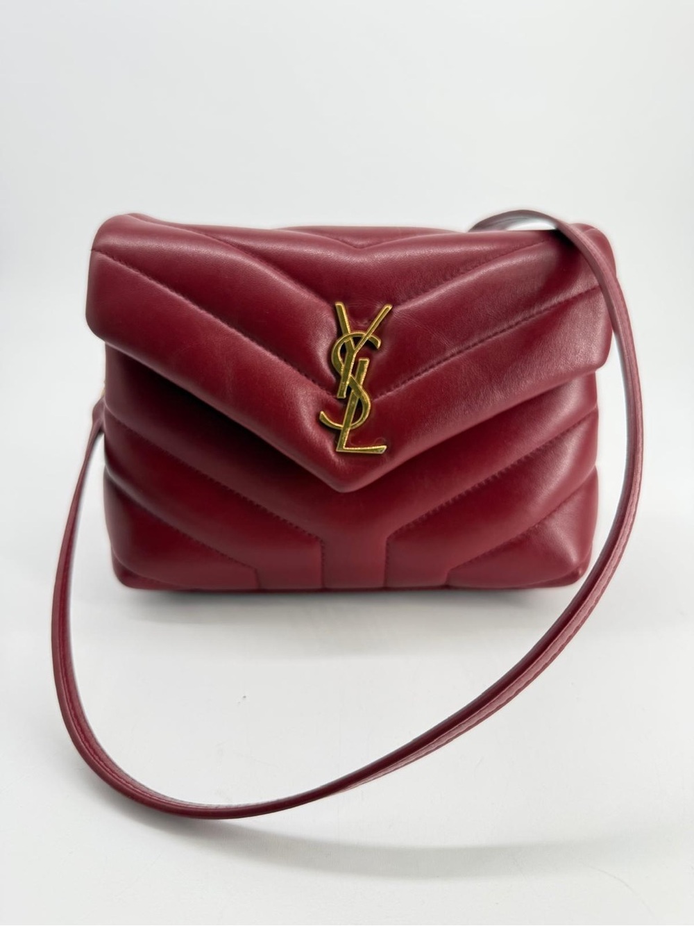 Saint Laurent Loulou Toy Quilted Burgundy Leathers with Gold Hardware